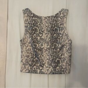 Abercrombie & Fitch Satin Sculpt Shell Top Snakeskin Print NWT